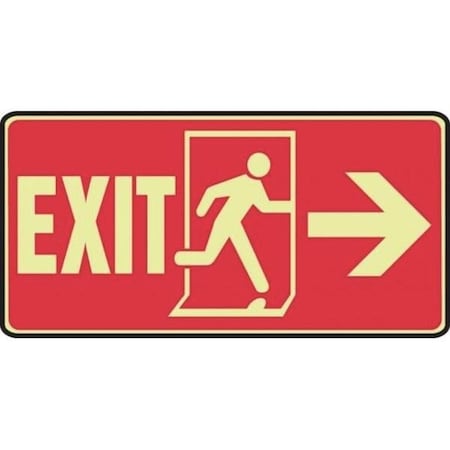 Accuform Exit Sign, Adhesive Glow Vinyl, 14 in W, 7 in H MLEX514GF